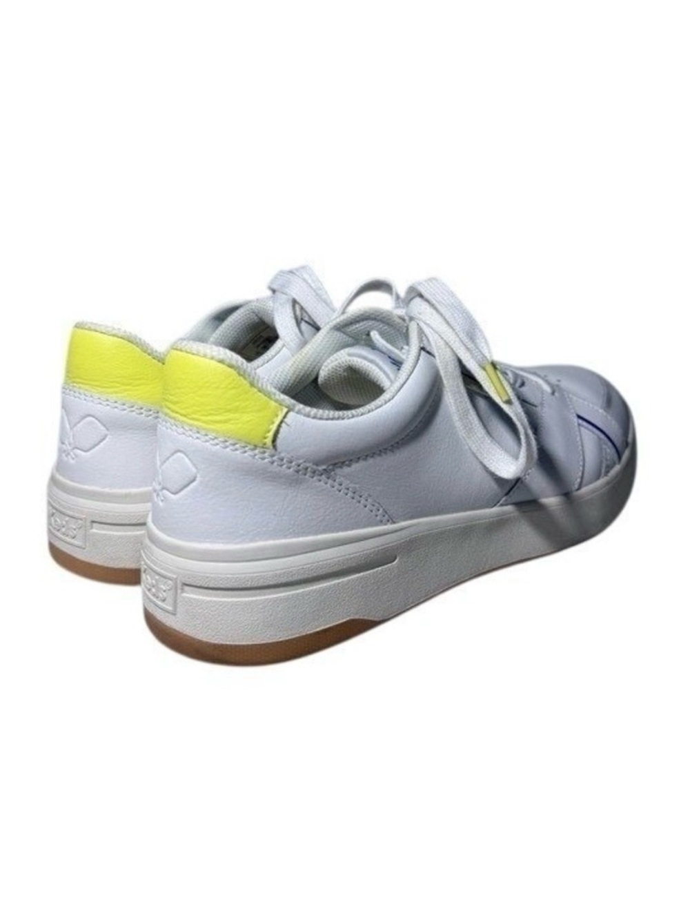Keds Leather Sneakers Neon Yellow Pickleball‎ White Tennis Shoes Neutral 9 1/2